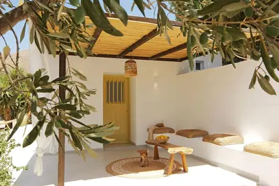 A privately owned home adorned in the distinctive, traditional Cycladic style.