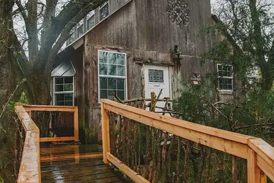 Image de Romantic getaway in the trees. Enjoy your stay in a majestic oak treehouse